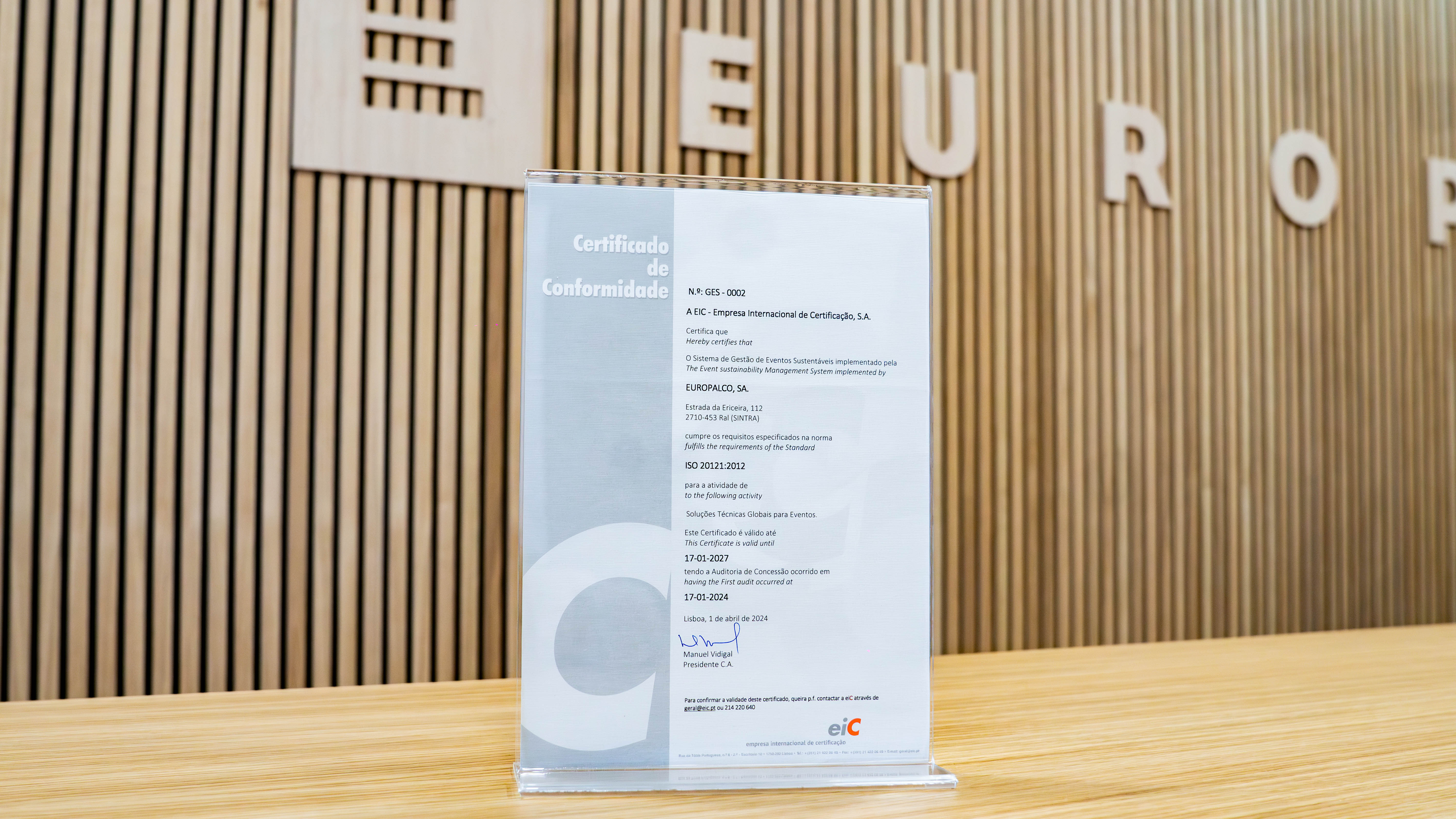 Europalco achieves ISO 20121 certification for sustainable event management