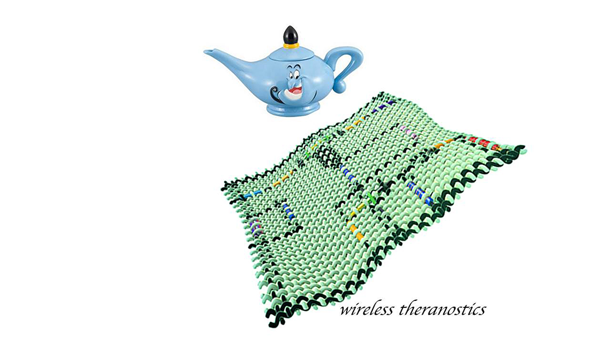 Aladdin magic mat: non-printed integrated-circuit textile for wireless theranostics