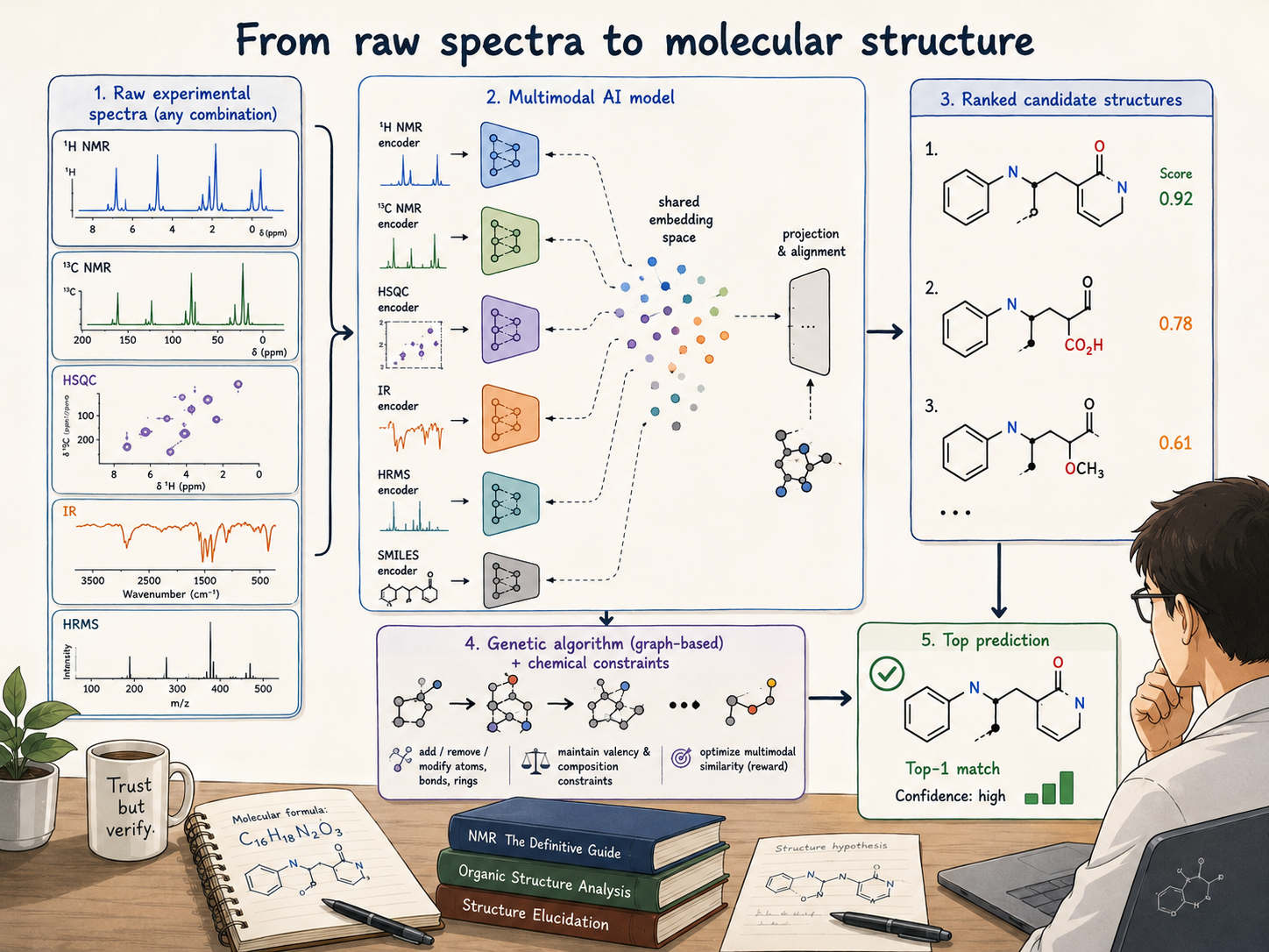 Teaching a machine to read raw spectroscopic data