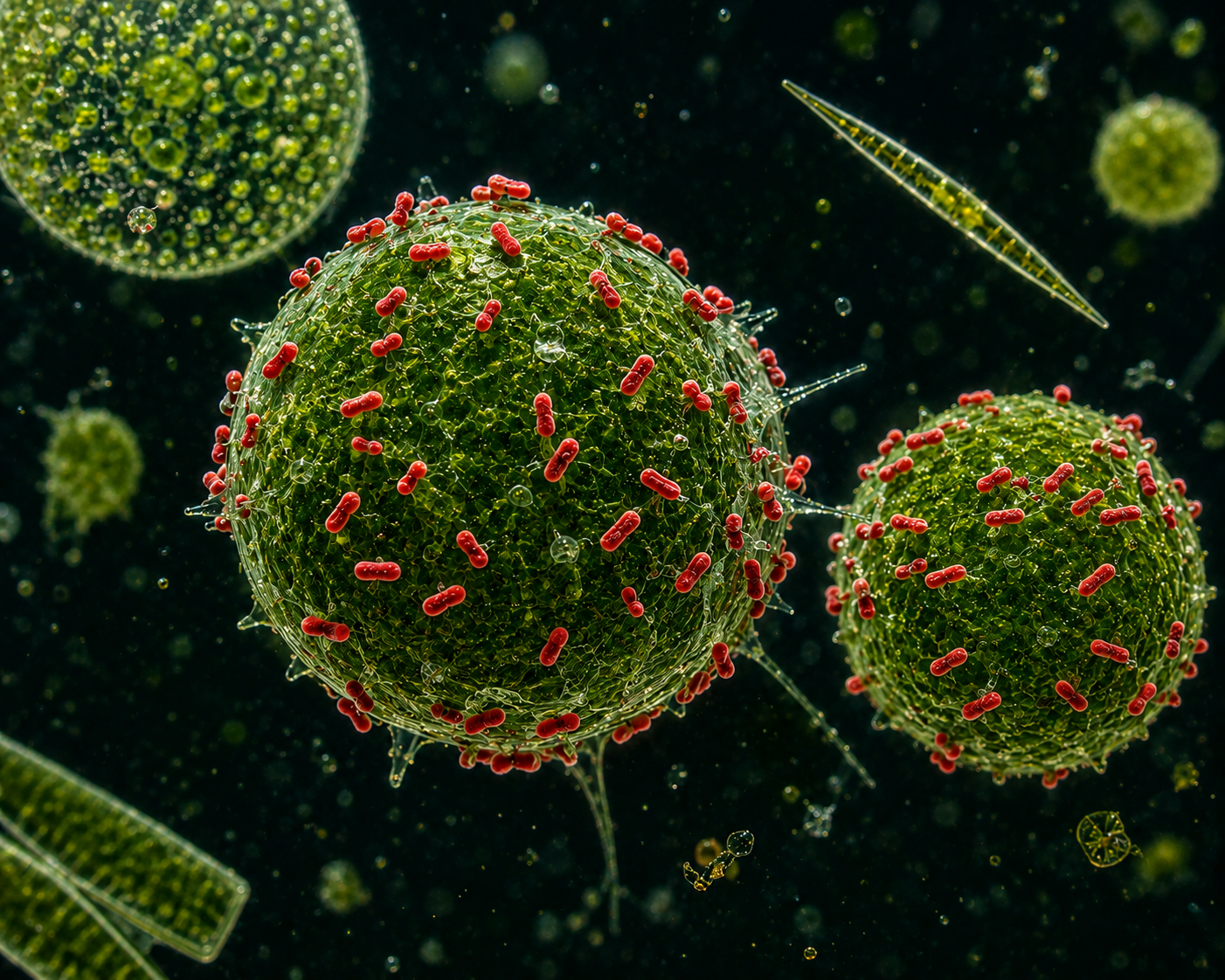 Methane-eating bacteria hitchhiking on micro-algae