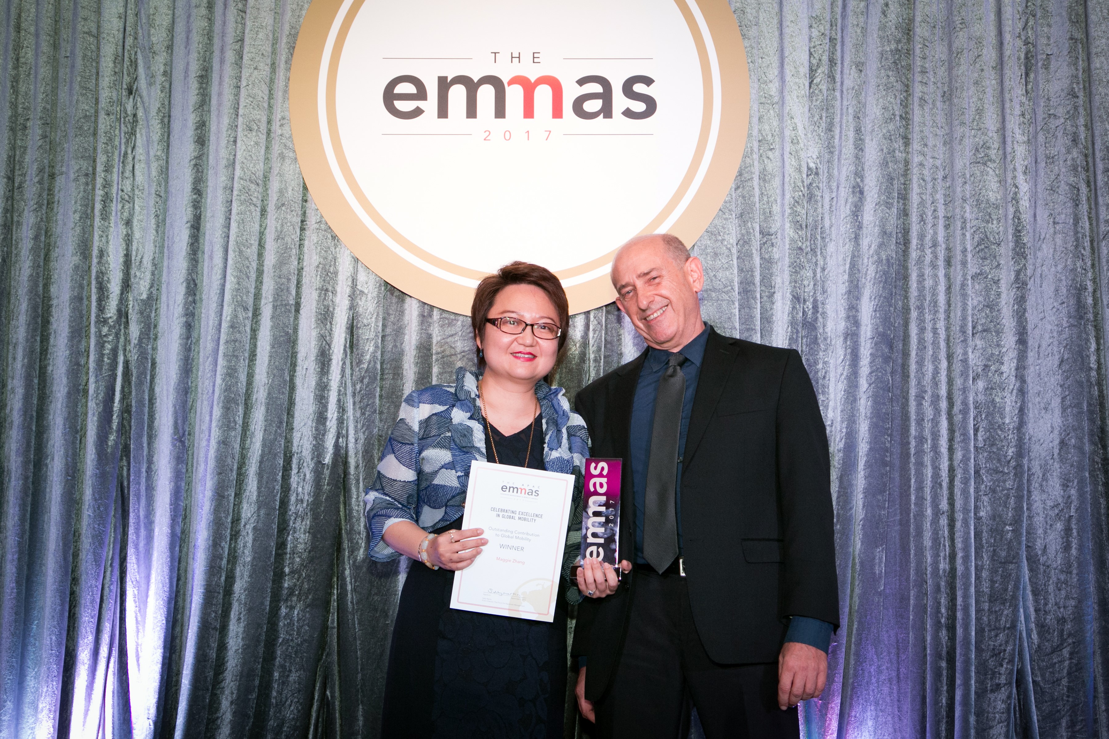 Maggie Zhang, recipient of the 2017 FEM APAC EMMA for her Outstanding Contribution to Global Mobility 