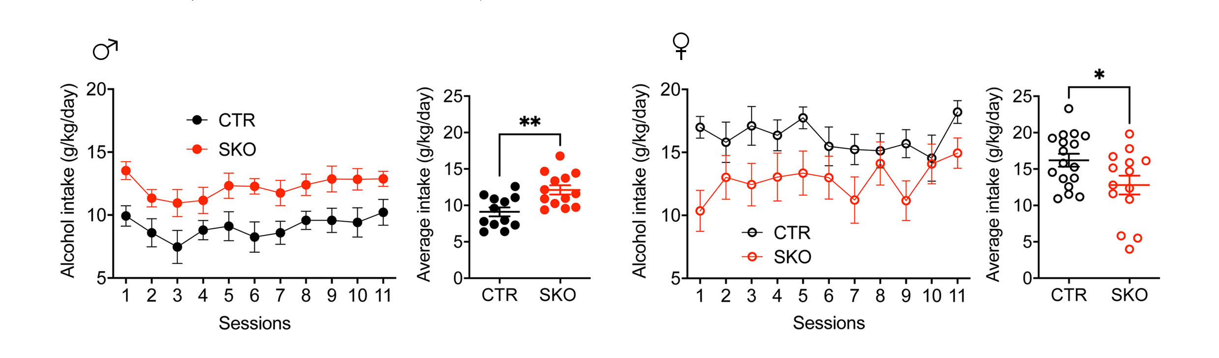 The influence of clock genes on alcohol drinking behaviour