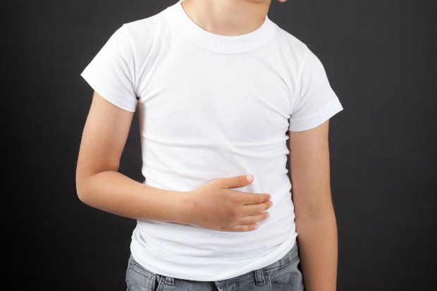 What has caused this child’s abdominal pain?