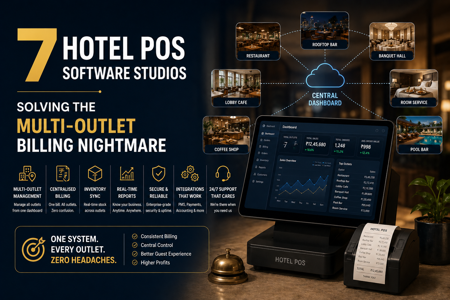 7 Hotel POS Software Studios Solving Multi-Outlet Billing Challenges