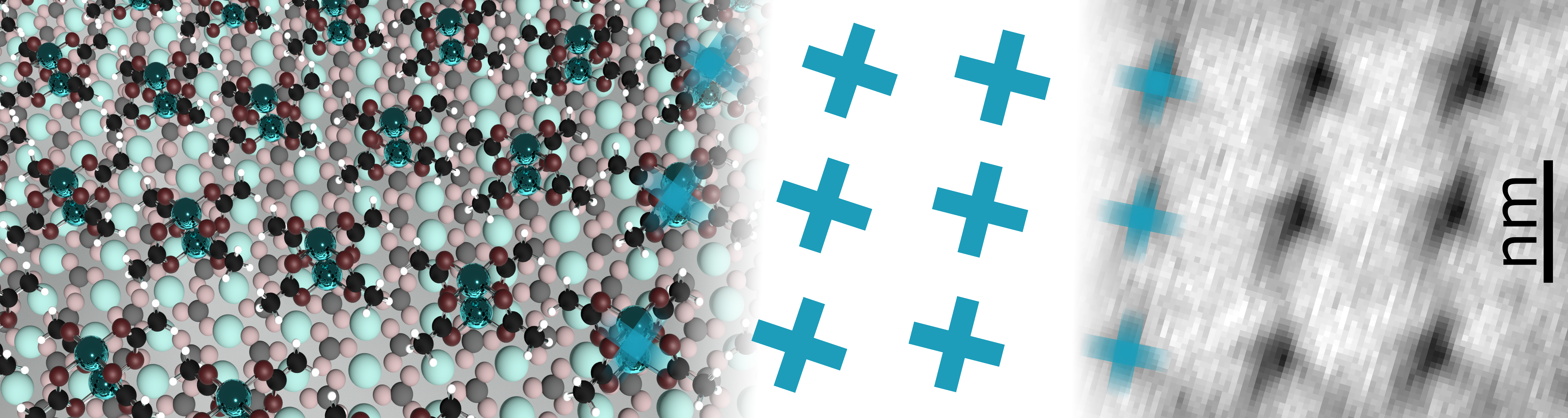 A regular array of metal atoms