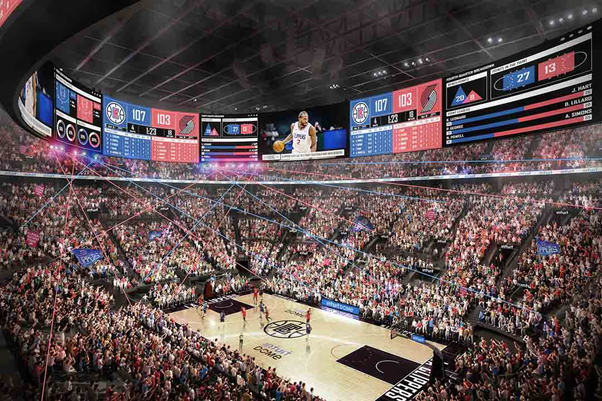 Se presenta el "Halo Board" de los LA Clippers para el Intuit Dome