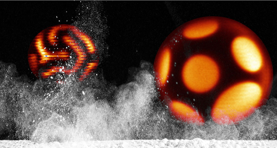 Writing on water: topology-controlled patterns on liquid droplets