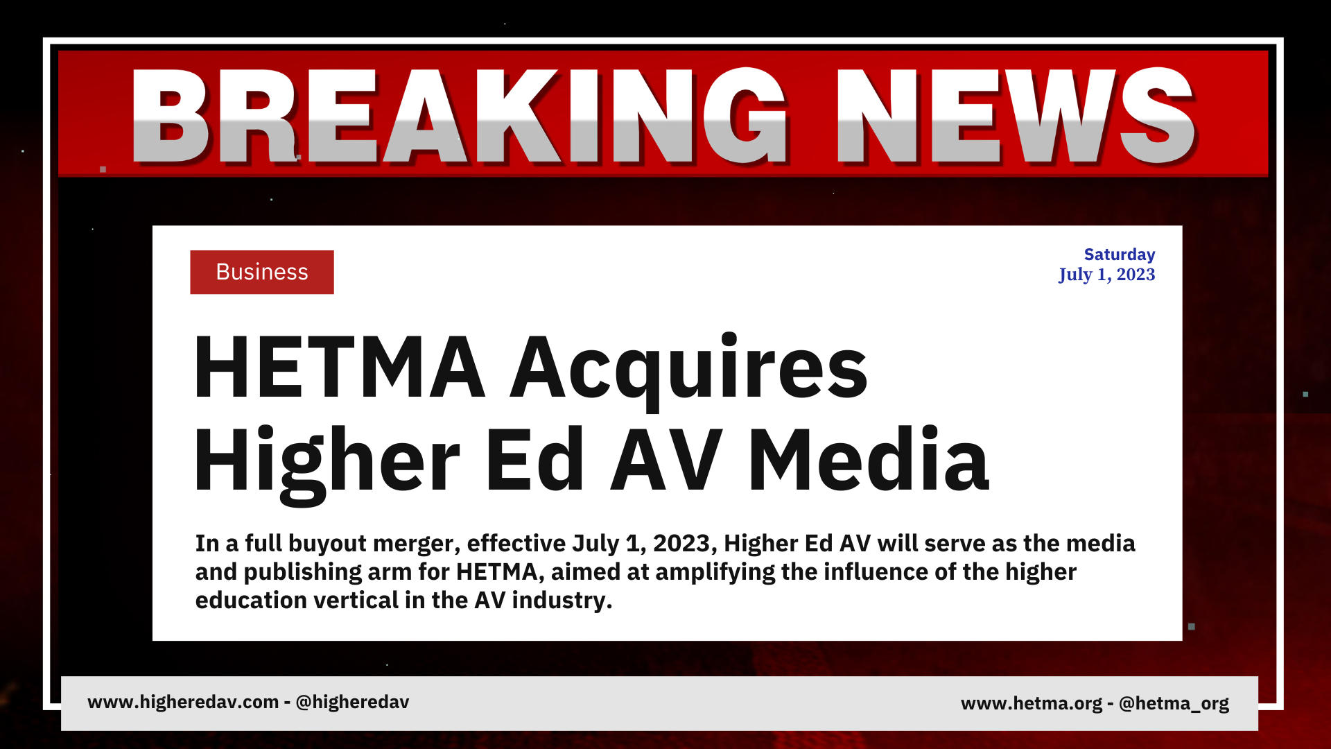 HETMA Acquires Higher Ed AV Media