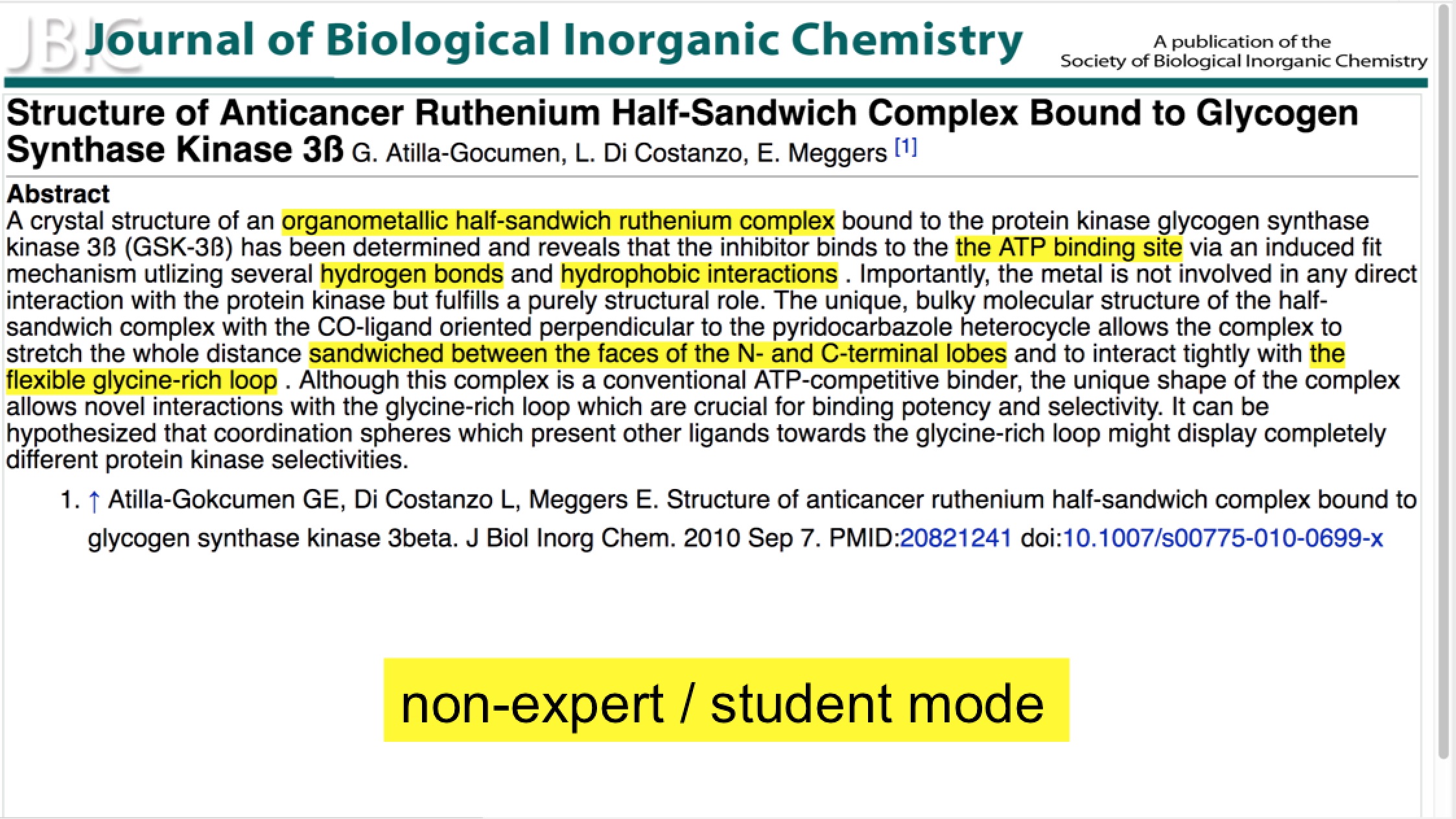 Student/beginner mode for on-line Journals