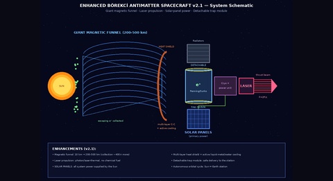  A Cycling Spacecraft for Harvesting Antimatter from the Sun: Magnetic-Funnel Capture, Species-Selective Trapping, and a Laser-Propelled Sun–Earth Service Architecture (v4)