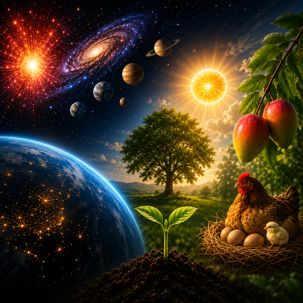 From the Big Bang to Life: The Power of Heat (From the Big Bang to life on Earth, heat and light drive cosmic evolution, power ecosystems, and sustain both living and non-living systems) and Light-