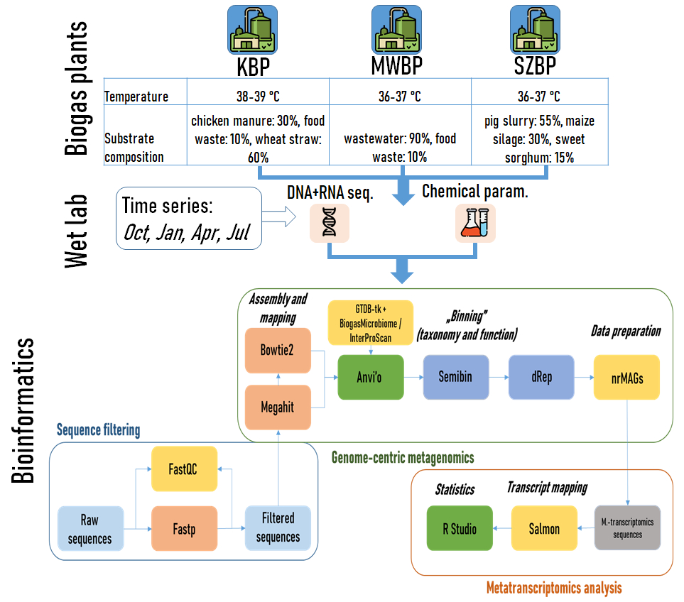 Machine-learning-guided multi-omics investigation of industrial-scale biogas plants reveals inter-kingdom interactions