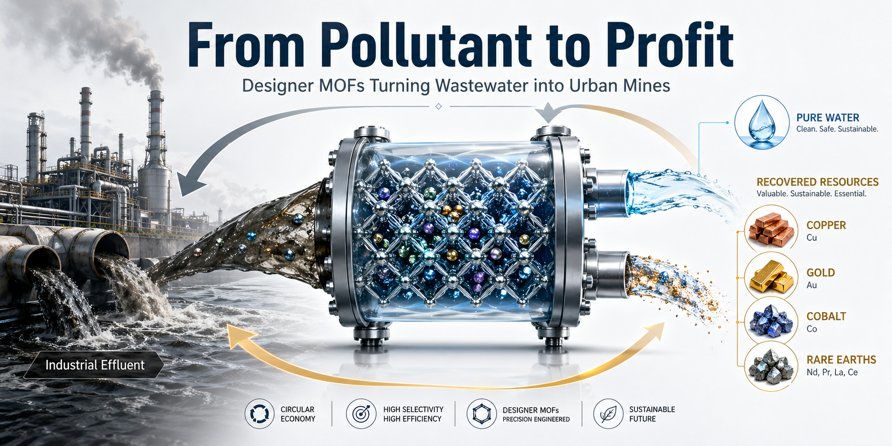 From Pollutant to Profit: How Designer MOFs Are Turning Wastewater into Urban Mines