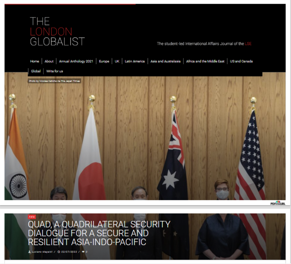 TLG - THE INTERNATIONAL AFFAIRS JOURNAL OF THE LONDON SCHOOL OF ECONOMICS - QUAD: A QUADRILATERAL SECURITY DIALOGUE FOR A SECURE AND RESILIENT ASIA INDO PACIFIC