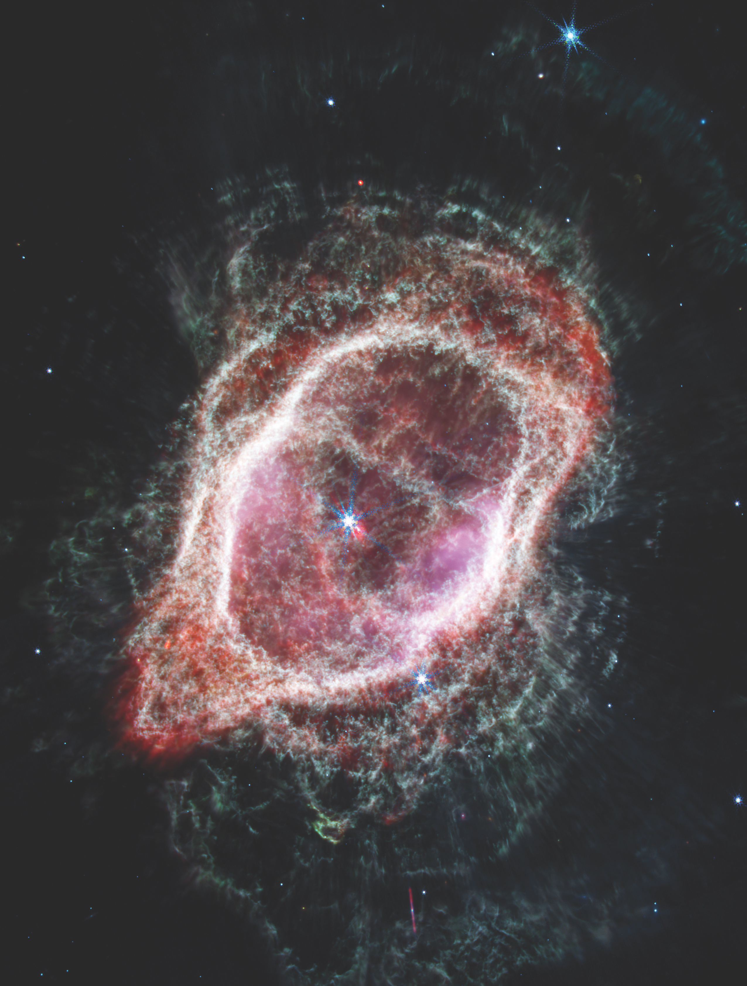 A firmament of astronomers crowd over the JWST image of the Southern Ring nebula