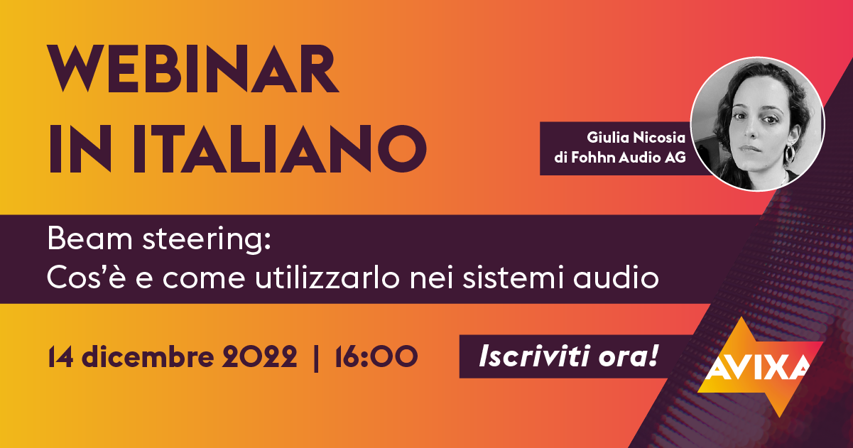 Webinar "Beam steering: cos’è e come utilizzarlo nei sistemi audio"