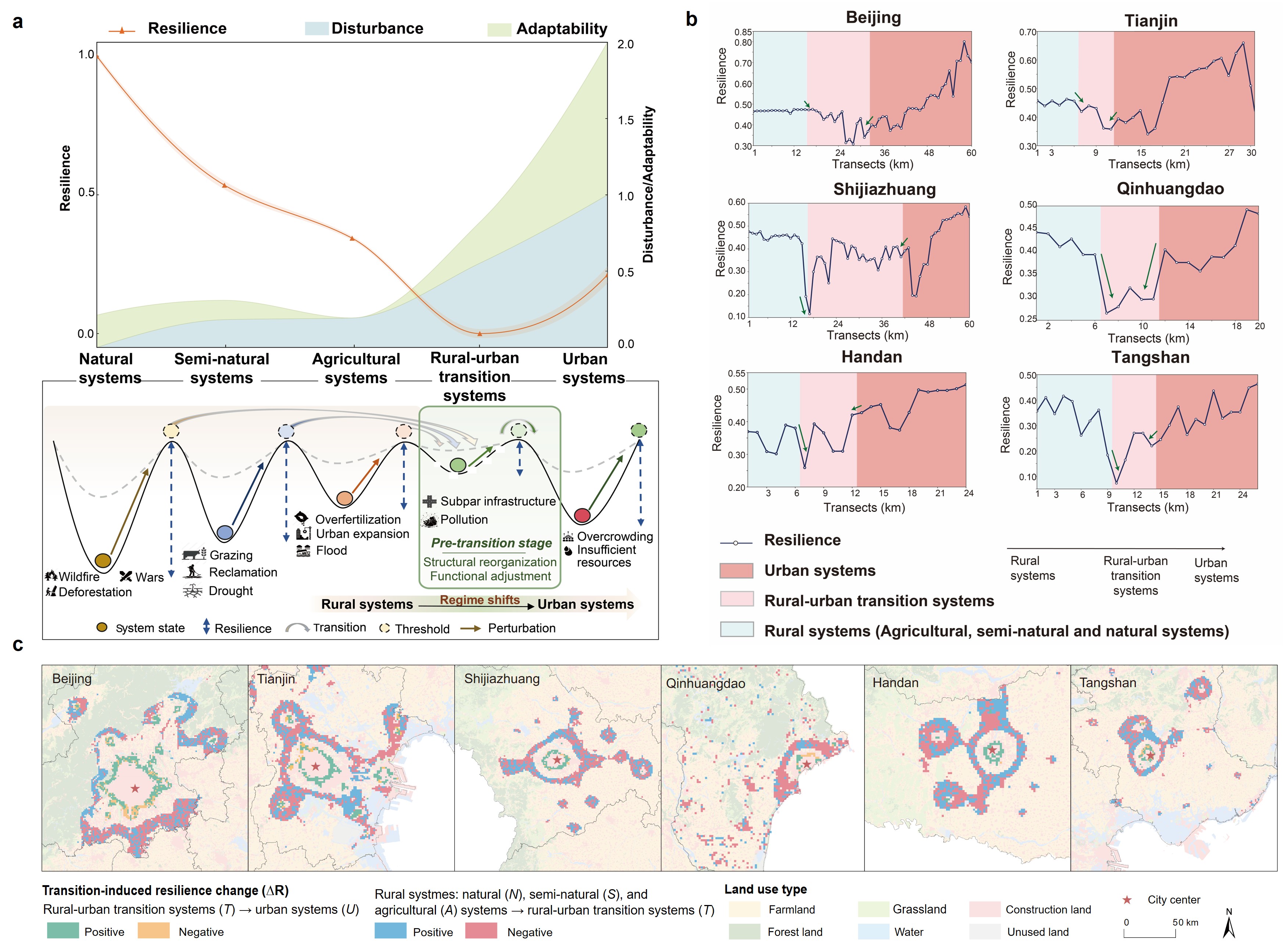 Temporary loss of social-ecological system resilience during rural to urban transition