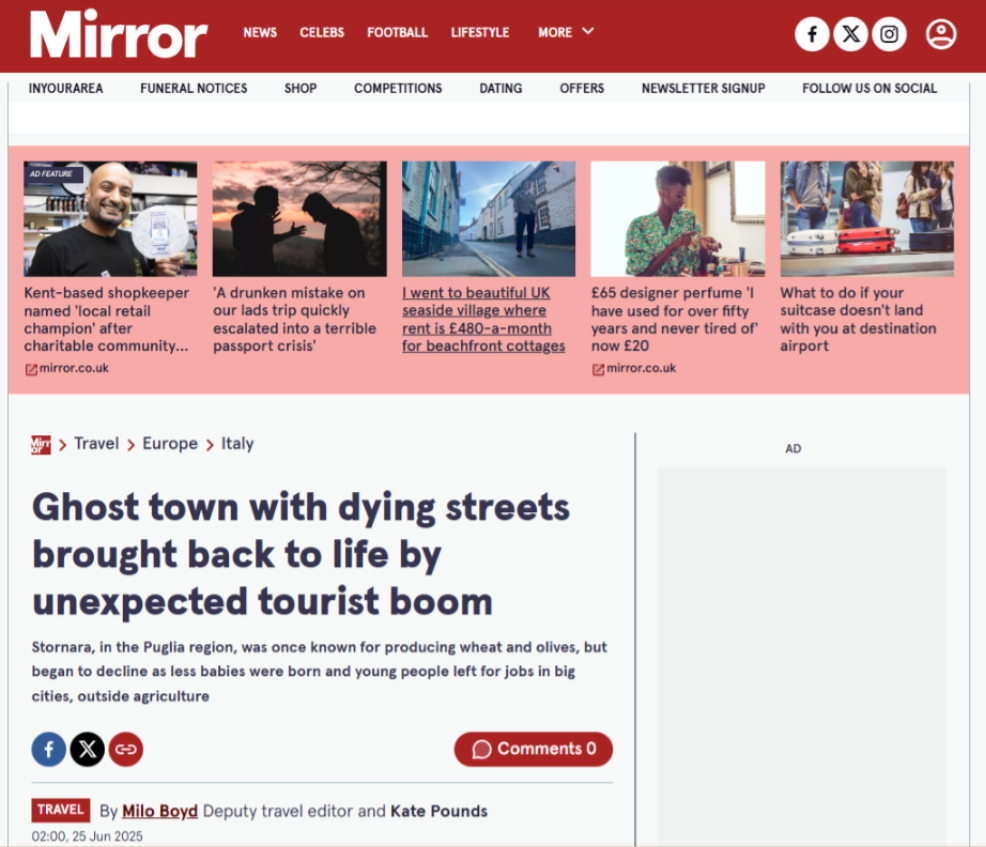 THE DAILY MIRROR - GHOST TOWN WITH DYING STREETS BROUGHT BACK TO LIFE BY UNEXPECTED TOURIST BOOM