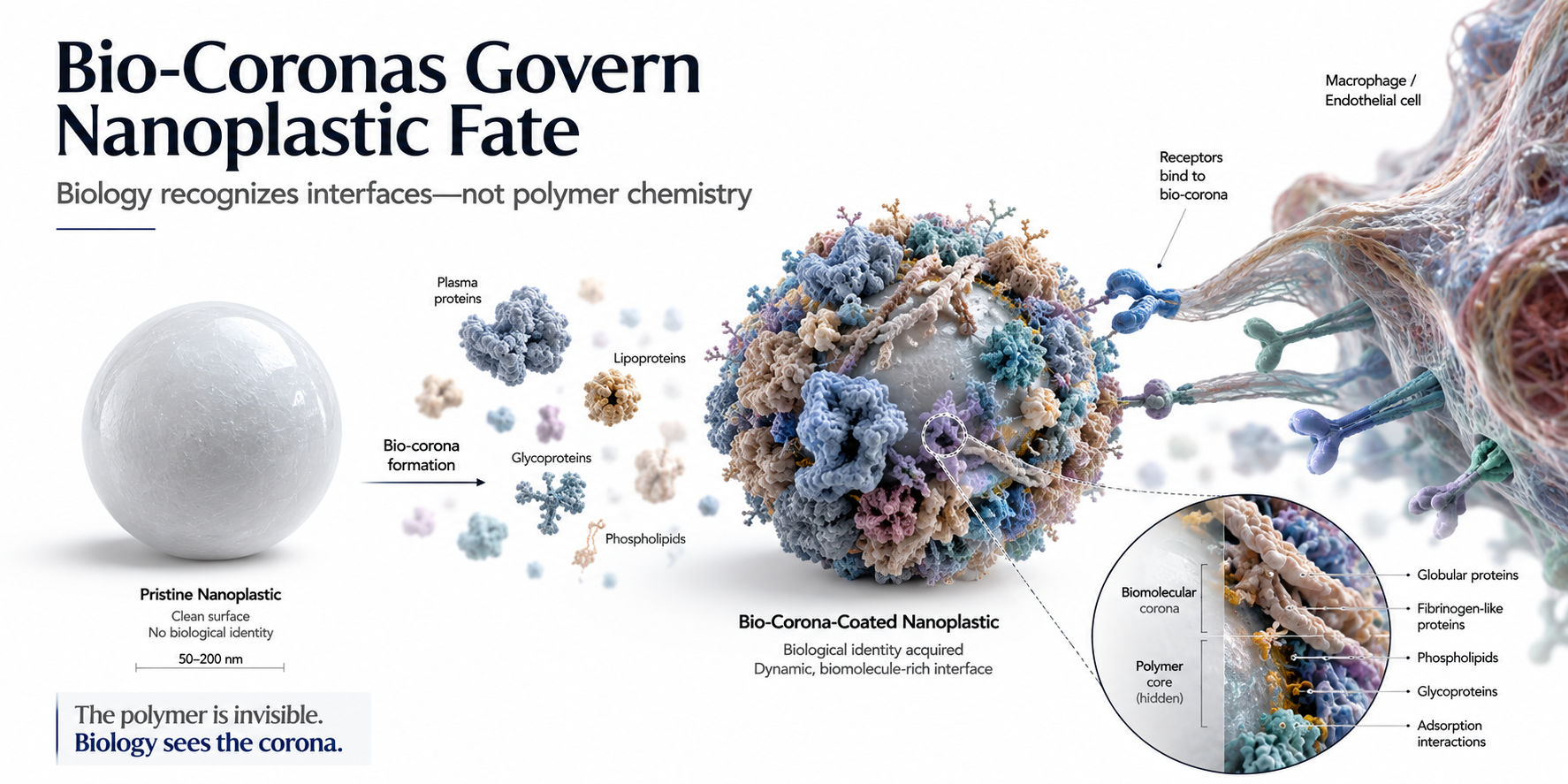 Bio-Coronas Govern Nanoplastic Fate Beyond Polymer Chemistry