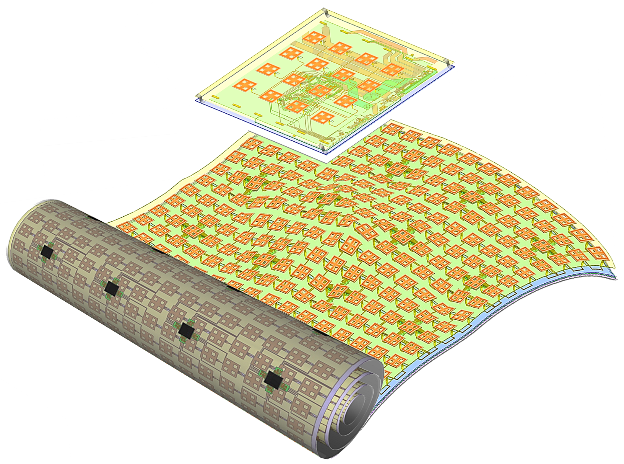 A flexible phased array system with low areal mass density