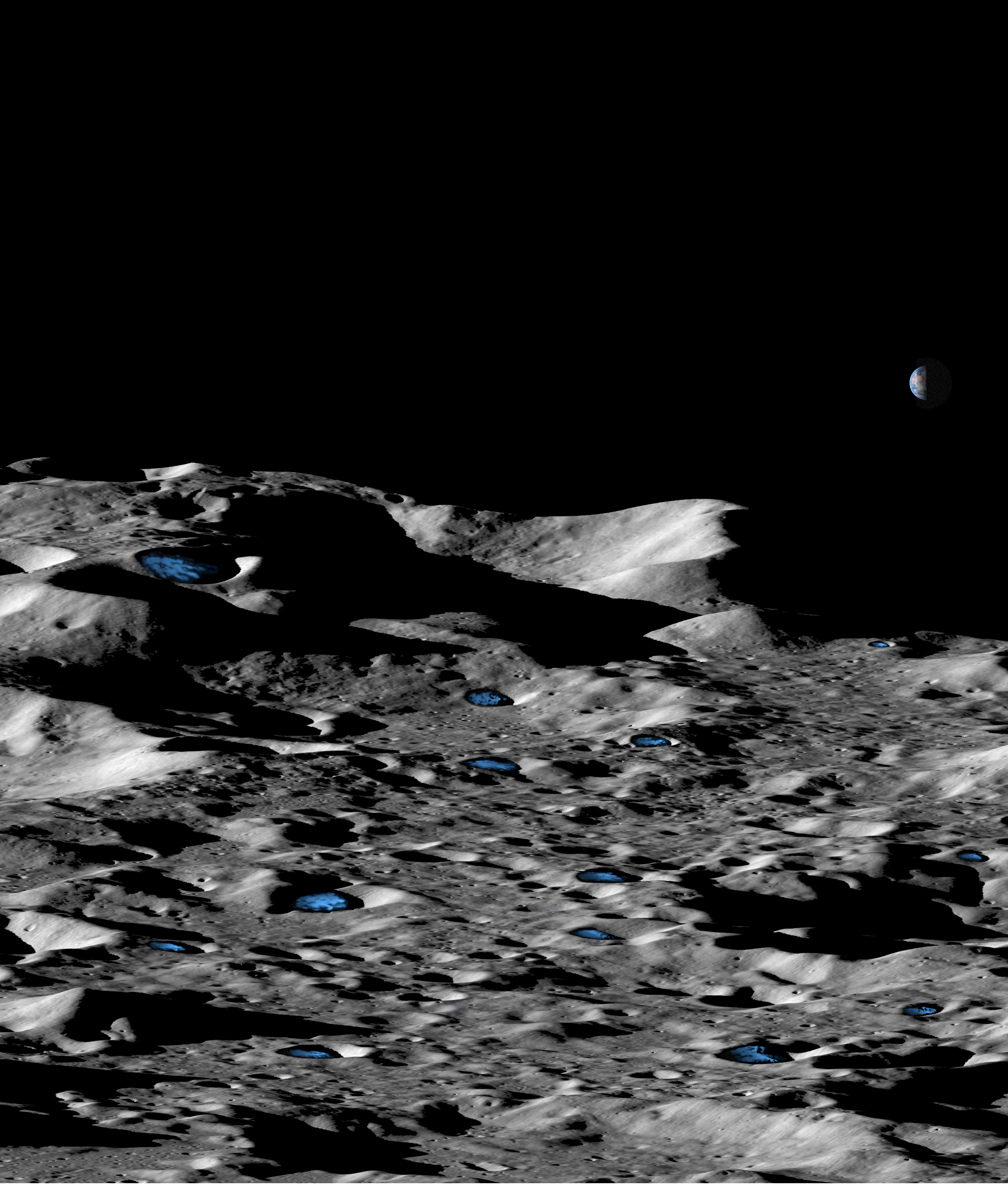Thick Ice Deposits Near the Poles of the Moon