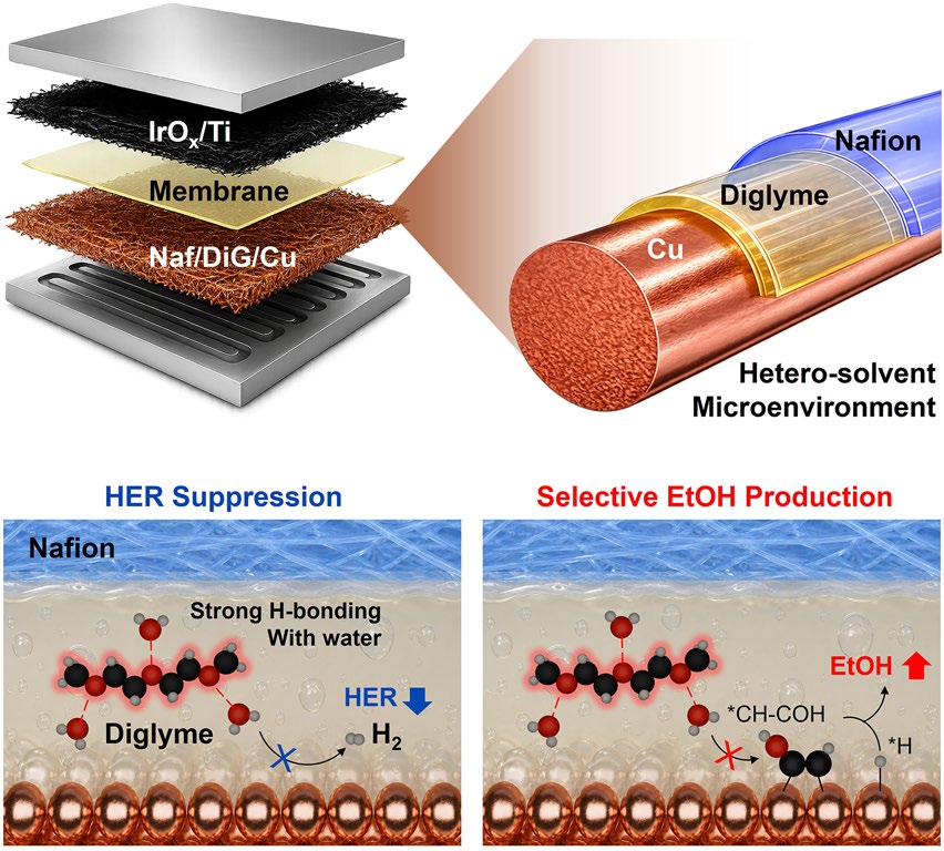 Hetero‑Solvent Microenvironment for Selective CO2 to Ethanol Electrolysis via Interfacial Water Control