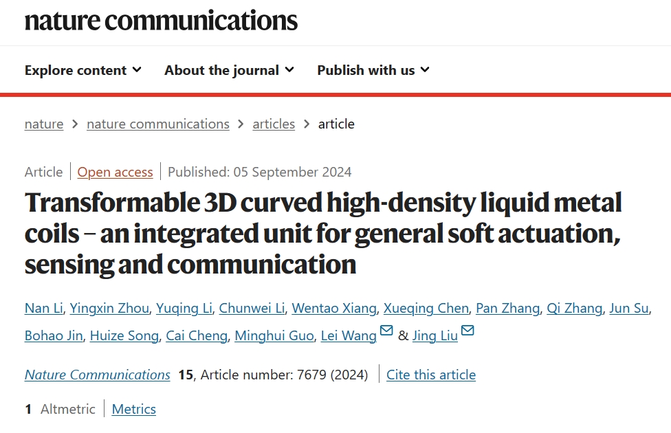 Transformable 3D curved high-density liquid metal coils – an integrated unit for general soft actuation, sensing and communication
